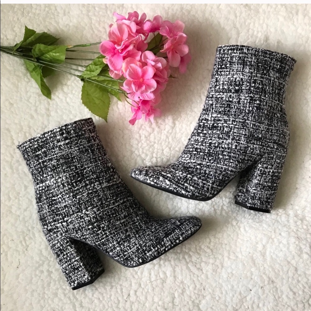 Jessica Simpson tweed chunky ankle boots/booties